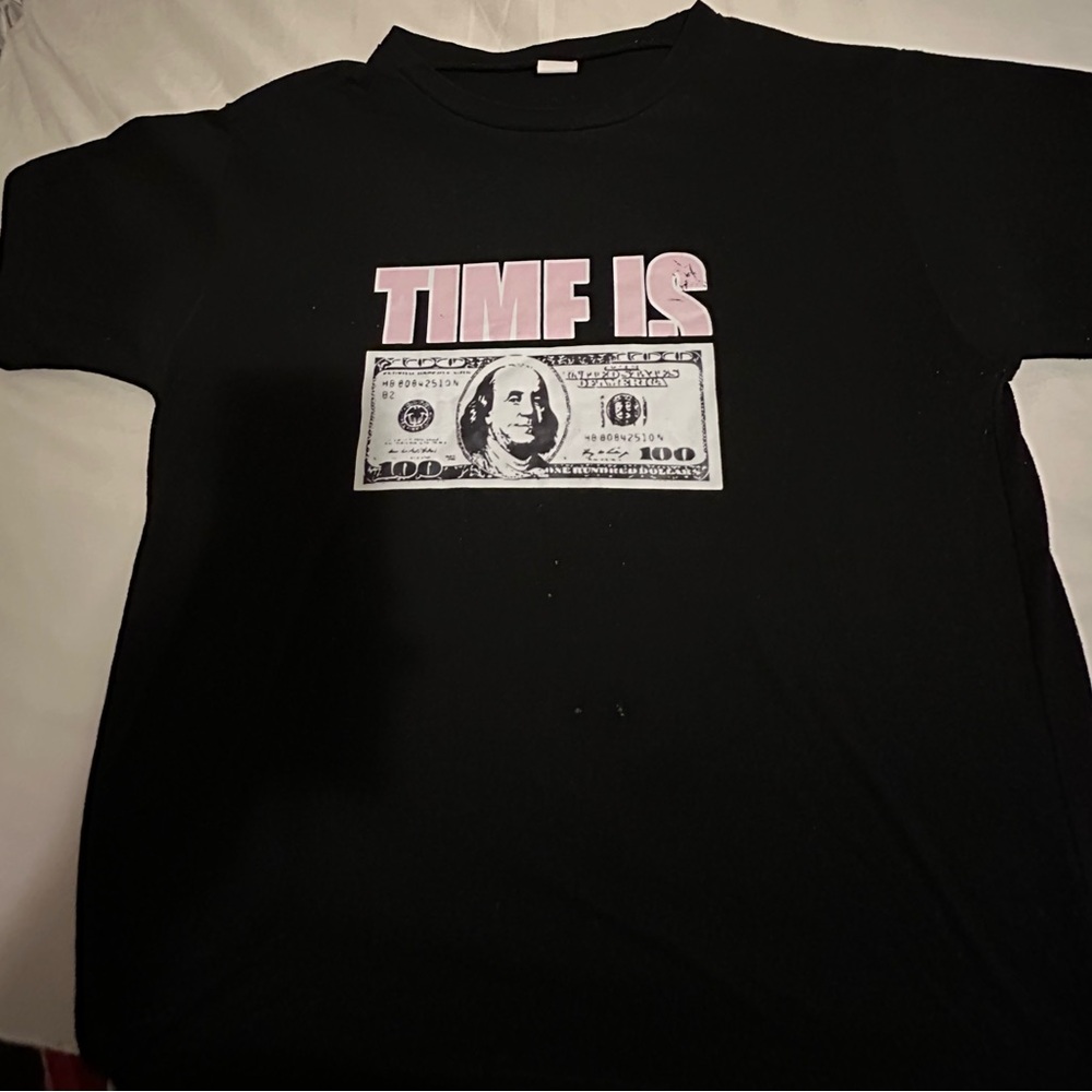 Black Graphic Tee with Pink Accents